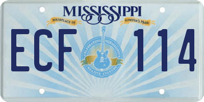 MS license plate ECF114