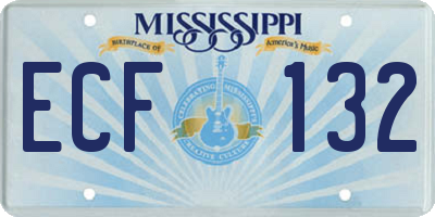 MS license plate ECF132