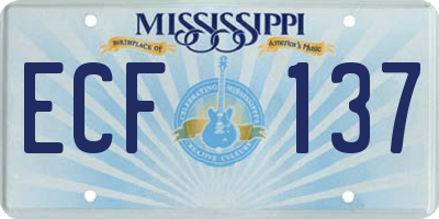 MS license plate ECF137