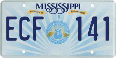 MS license plate ECF141