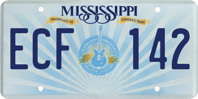 MS license plate ECF142