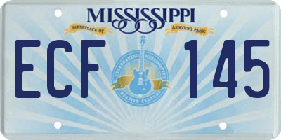 MS license plate ECF145