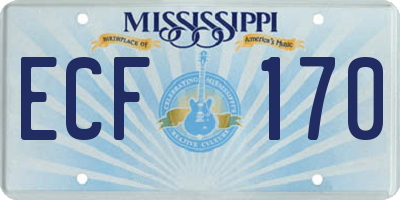 MS license plate ECF170