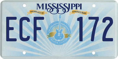 MS license plate ECF172