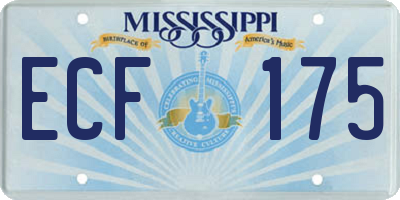 MS license plate ECF175