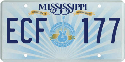 MS license plate ECF177