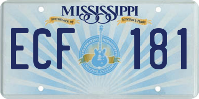 MS license plate ECF181