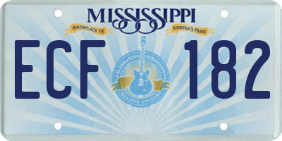 MS license plate ECF182