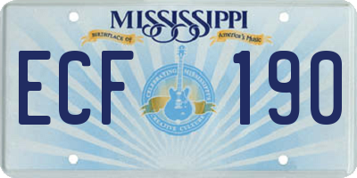 MS license plate ECF190