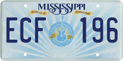 MS license plate ECF196