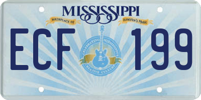 MS license plate ECF199