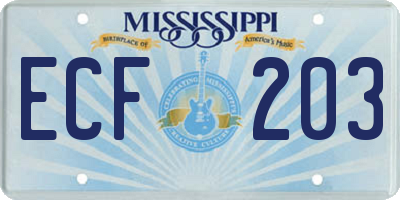 MS license plate ECF203