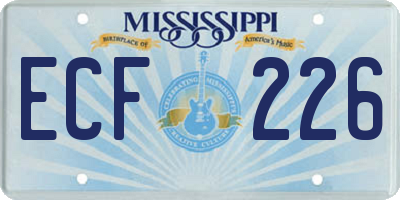 MS license plate ECF226