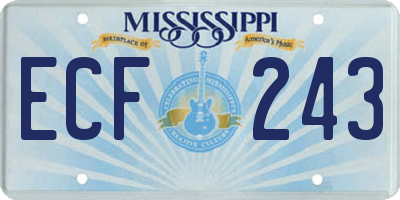 MS license plate ECF243