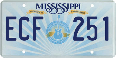 MS license plate ECF251