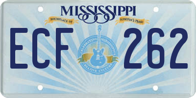 MS license plate ECF262