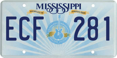 MS license plate ECF281