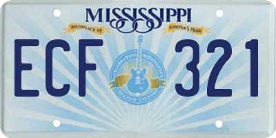 MS license plate ECF321