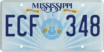MS license plate ECF348