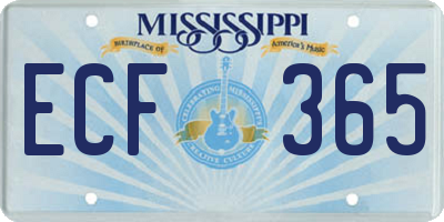 MS license plate ECF365