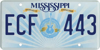 MS license plate ECF443