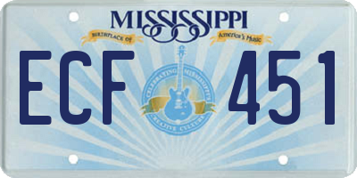 MS license plate ECF451