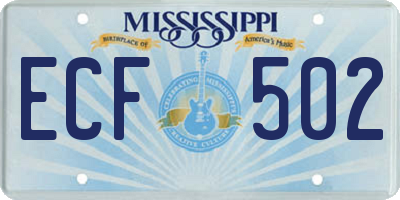 MS license plate ECF502