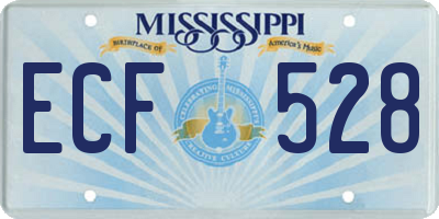 MS license plate ECF528