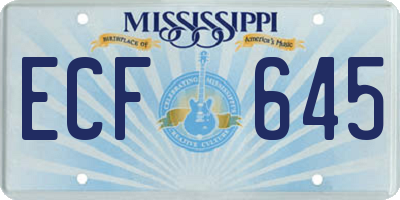 MS license plate ECF645