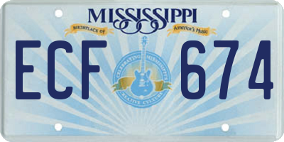 MS license plate ECF674