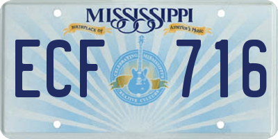 MS license plate ECF716