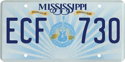MS license plate ECF730