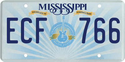 MS license plate ECF766