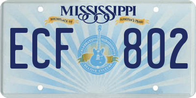 MS license plate ECF802