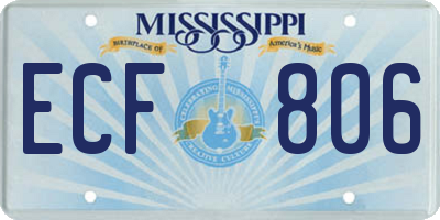 MS license plate ECF806