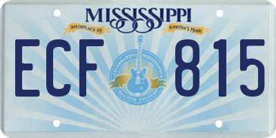 MS license plate ECF815