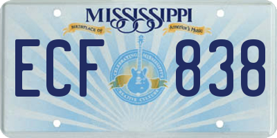MS license plate ECF838