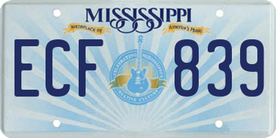 MS license plate ECF839