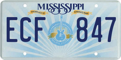 MS license plate ECF847