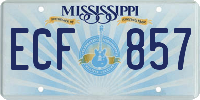 MS license plate ECF857