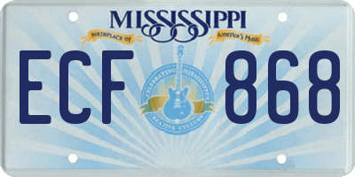 MS license plate ECF868