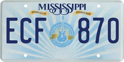 MS license plate ECF870