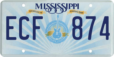 MS license plate ECF874