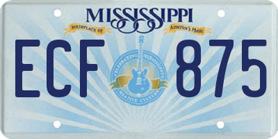 MS license plate ECF875