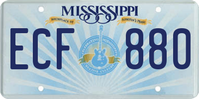 MS license plate ECF880