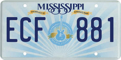 MS license plate ECF881