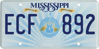 MS license plate ECF892