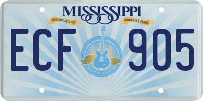 MS license plate ECF905