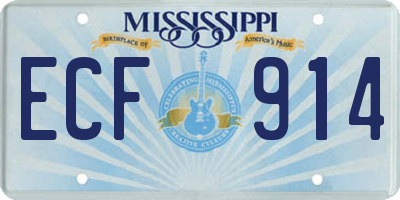 MS license plate ECF914