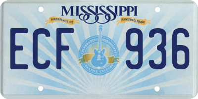 MS license plate ECF936